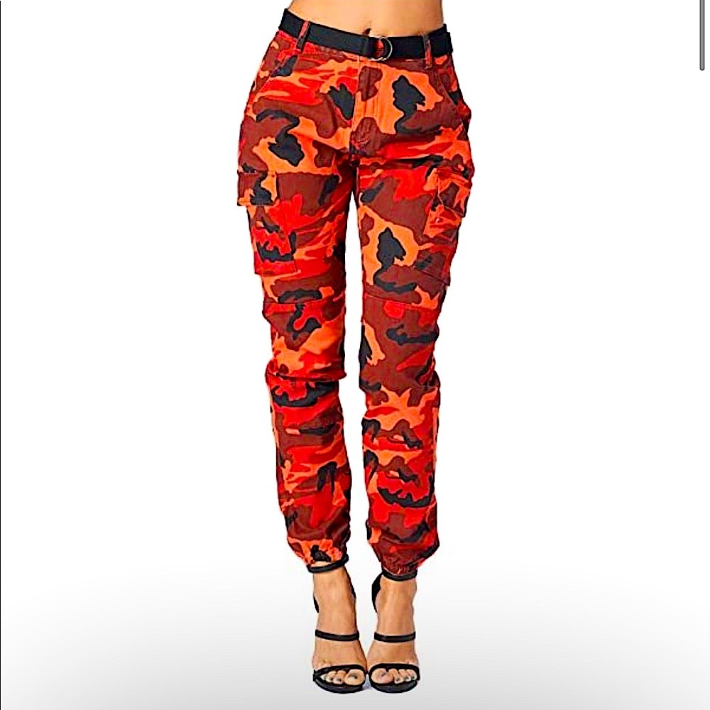 Plus Size TwiinSisters Women's High Waist Slim Fit Jogger Cargo Camo Pants